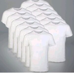 12 Gildan Men's Crew Neck T-Shirts, White Tees, 100% Cotton XL